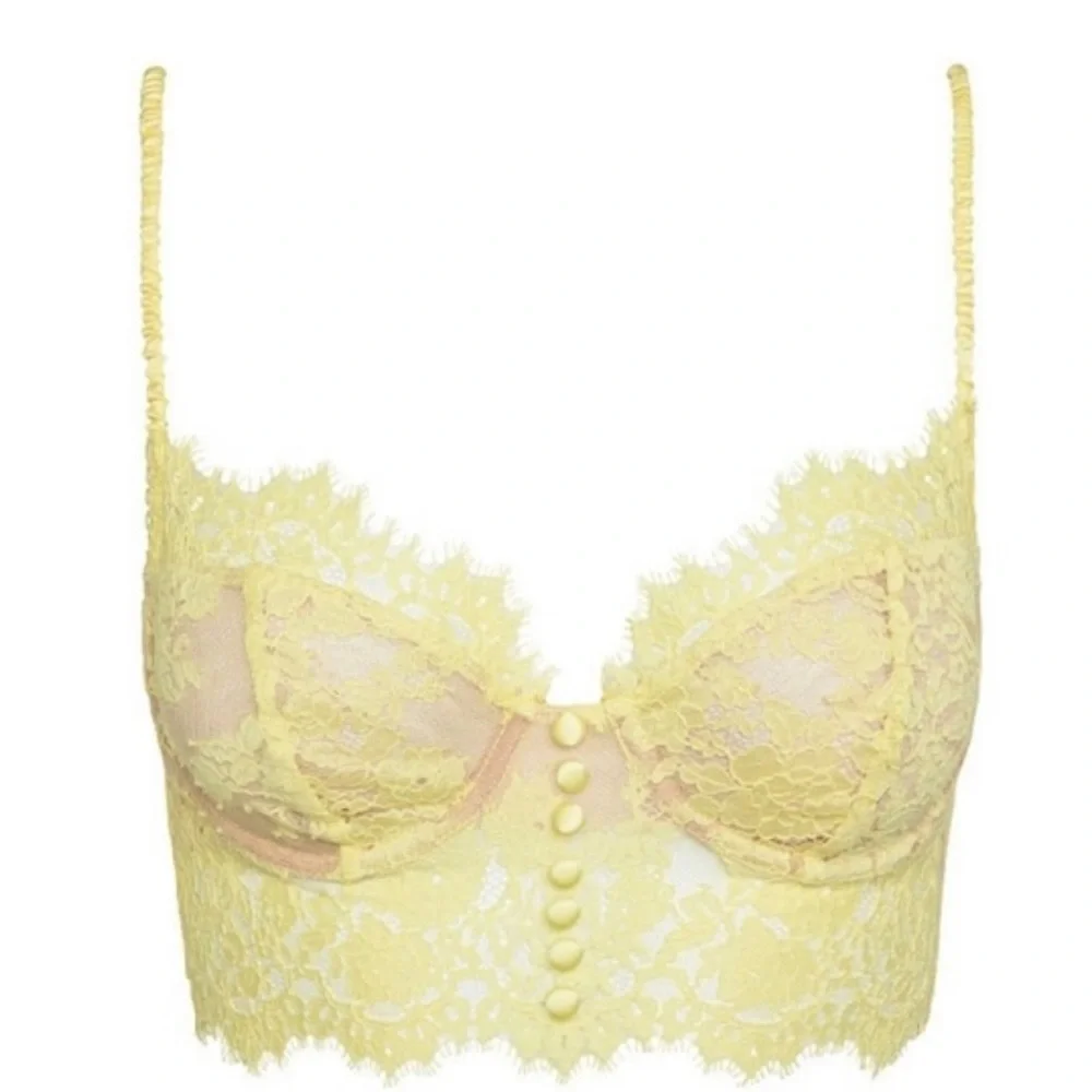 For Love and Lemons Faye Yellow Lace Bra XXS NEW NWT - Picture 5 of 6